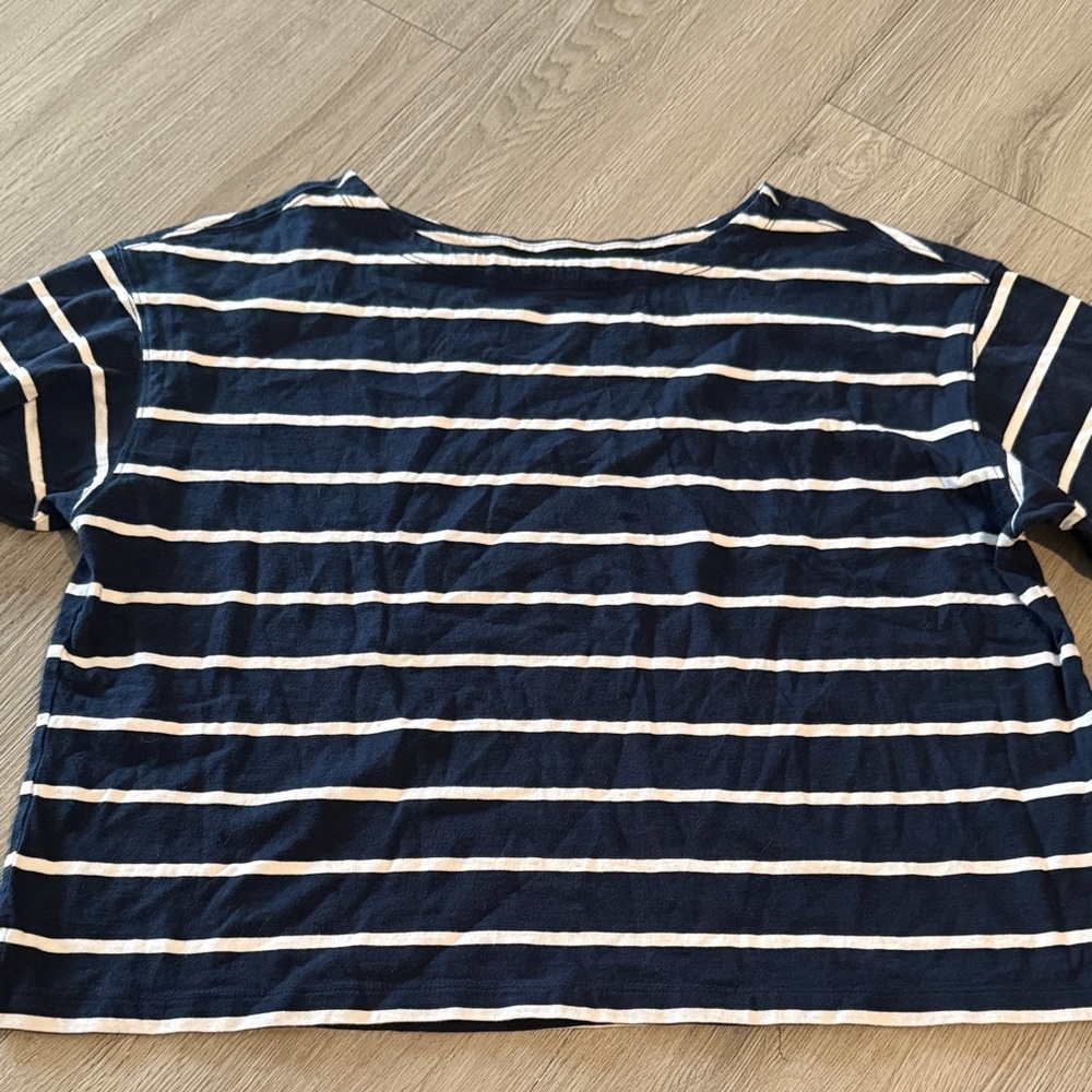 Old Navy Navy and White Striped Long Sleeve Tee
